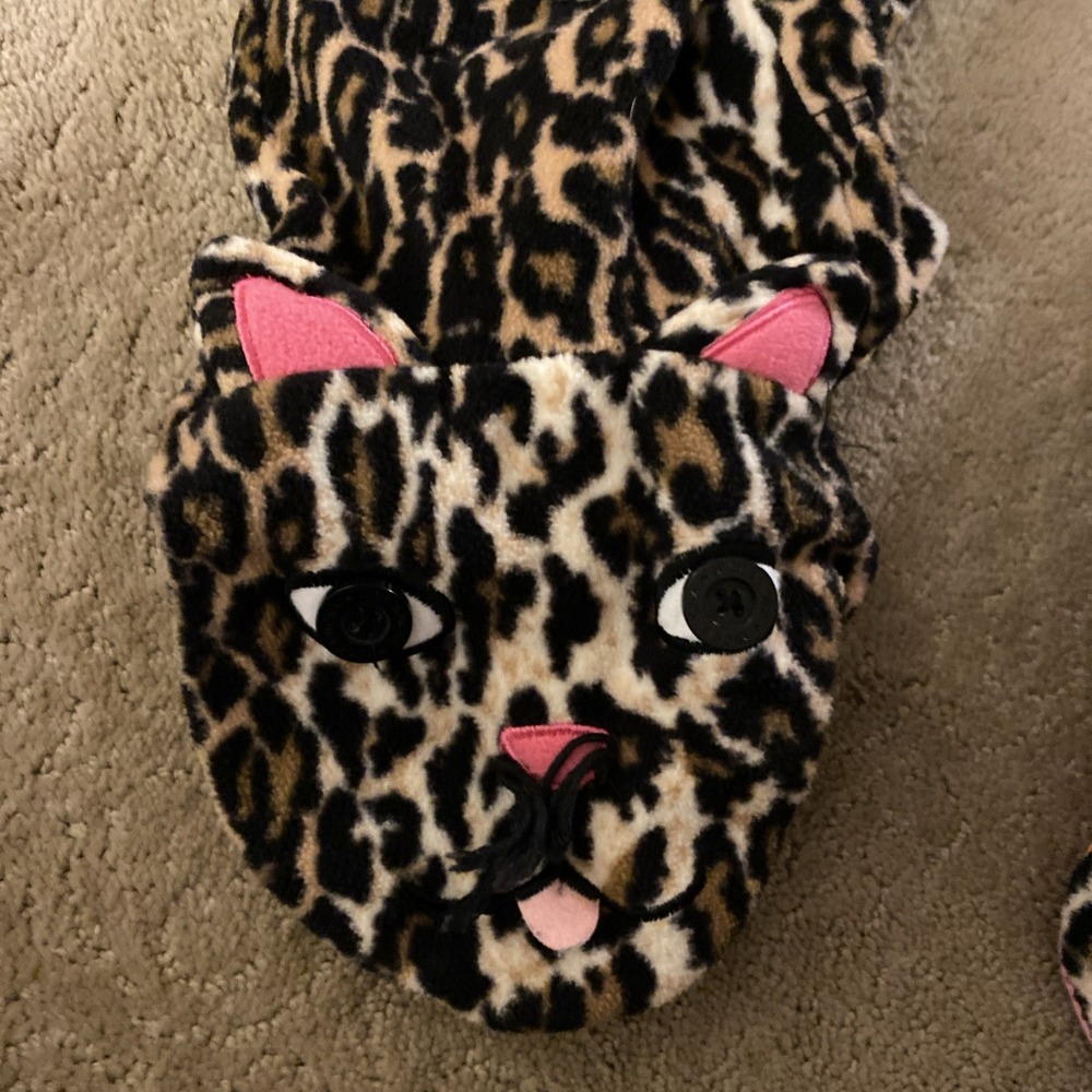 Nick & Nora Leopard Zip Up  Adult Medium‎ One Piece Fleece Cat Footie Pajamas - Picture 3 of 12